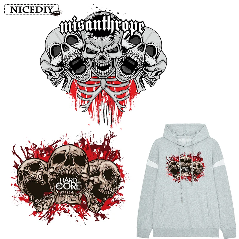 

Nicediy Bloody Skull Patches Hippie Iron On Transfers On Clothing Rock Heat Transfer Vinyl Sticker Thermal Transfer Press Decor