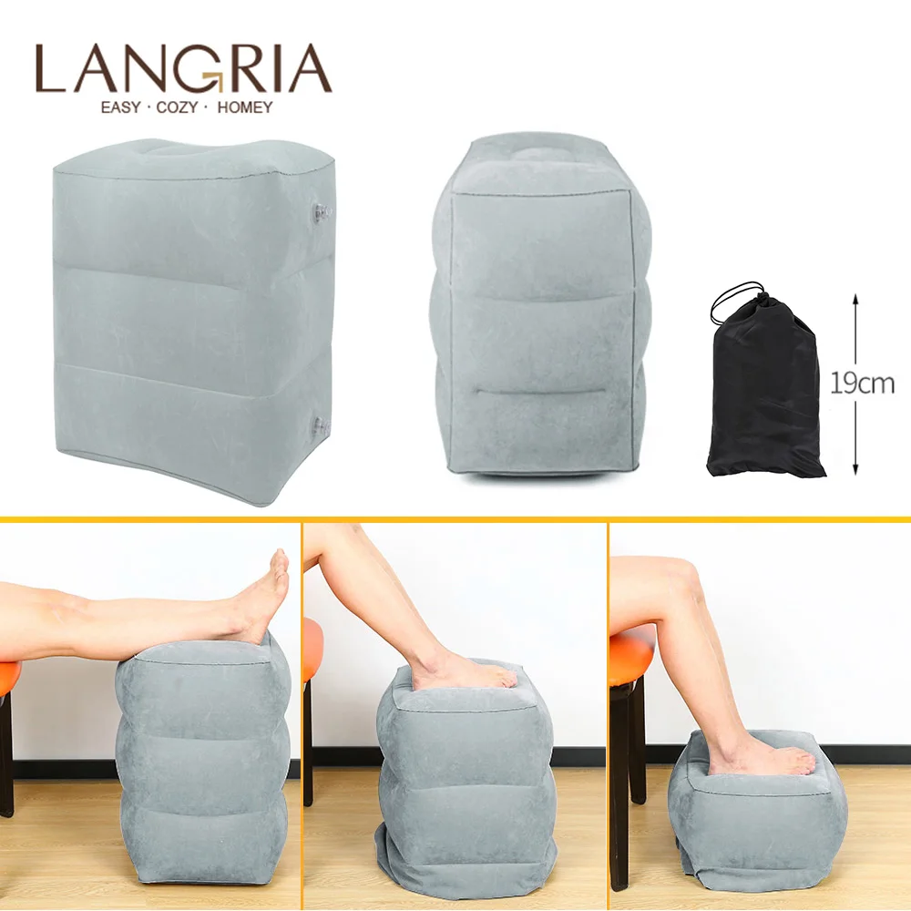 Подушка LANGRIA надувная для ног портативная дорожная подушка с регулируемой