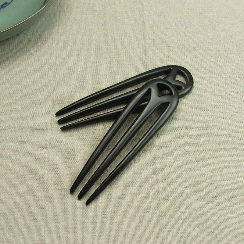 Oaoleer Women Hair Accessories Wood Hand Carved Stick Hair Combs Clips For Women Girls Vintage Elegant Ebony U Shaped Headwear