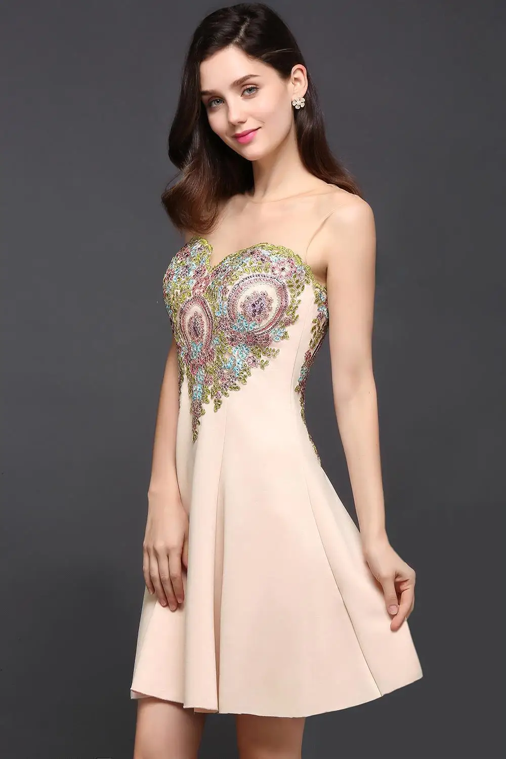 Vestido de Formatura/розовые платья с жемчугом, а-силуэт, открытая спина, вечерние платья, драпированные с блестками, vestido de festa Curto