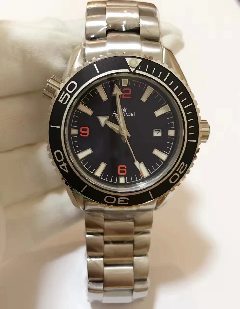 

Luxury Brand New Men Automatic Mechanical Watches Luminous Stainless Steel Black Orange Leather Sapphire Classical Professional