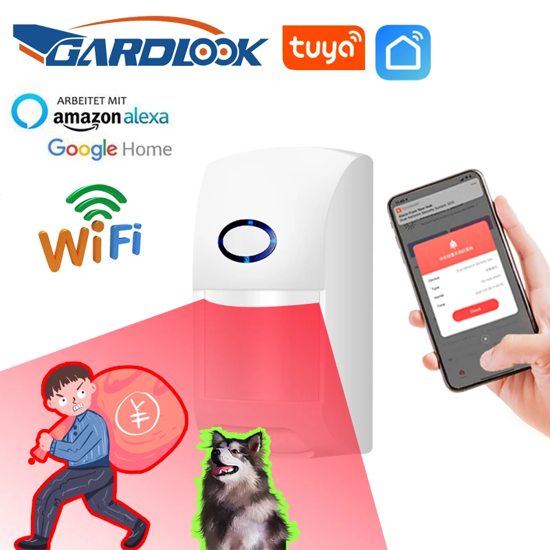 Tuyasmart WiFi Motion Sensor Alarm PIR Infrared Detector Pet Immune Detection Security Anti-thief System Tuya Smart Life APP home security keypad