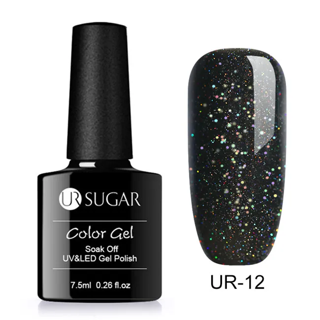 Holographic 12 UR SUGAR 7.5ml Color UV Gel Holographic Glitter Semi Permanent Soak Off Nail Art Gel Polish Varnish Manicure Lacquer Design DIY - Цвет: Holographic 12