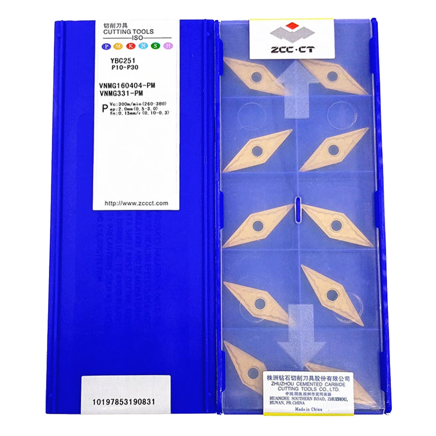 

ZCC.CT VNMG160404-PM YBC251/VNMG160408-PM YBC251/VNMG160412-PM YBC251 карбидные вставки 10 шт.