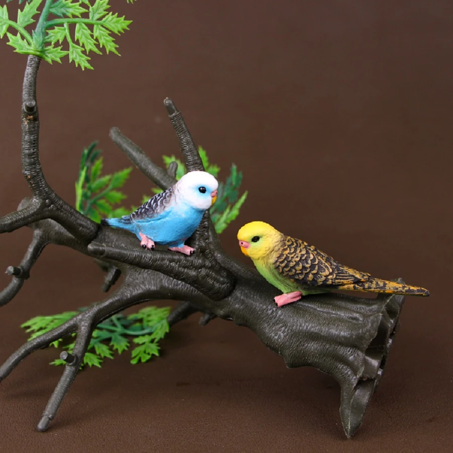 動物シミュレーションモデル緑の肌青いオウムの鳥かわいい小さな動物の鳥原始的な風 フィギュア ミニチュア Aliexpress