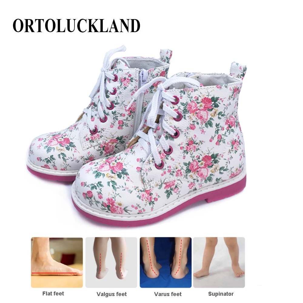 Ortoluckland для маленьких девочек Повседневная кожаная обувь ортопедическая детей на