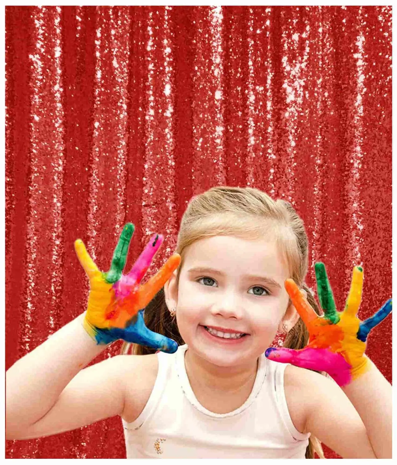 

Shinybauty 2FTX3FT Red Prom Backgrounds 2 Panels Sequin Backdrop Curtains Wall Decoration For Party-M190817