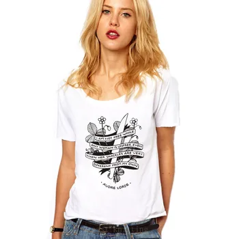 

LUS LOS AUDRE LORDE White Letter Print Women Summer Short Sleeve T Shirt Punk Style Femme Harajuku Super Soft Shirt