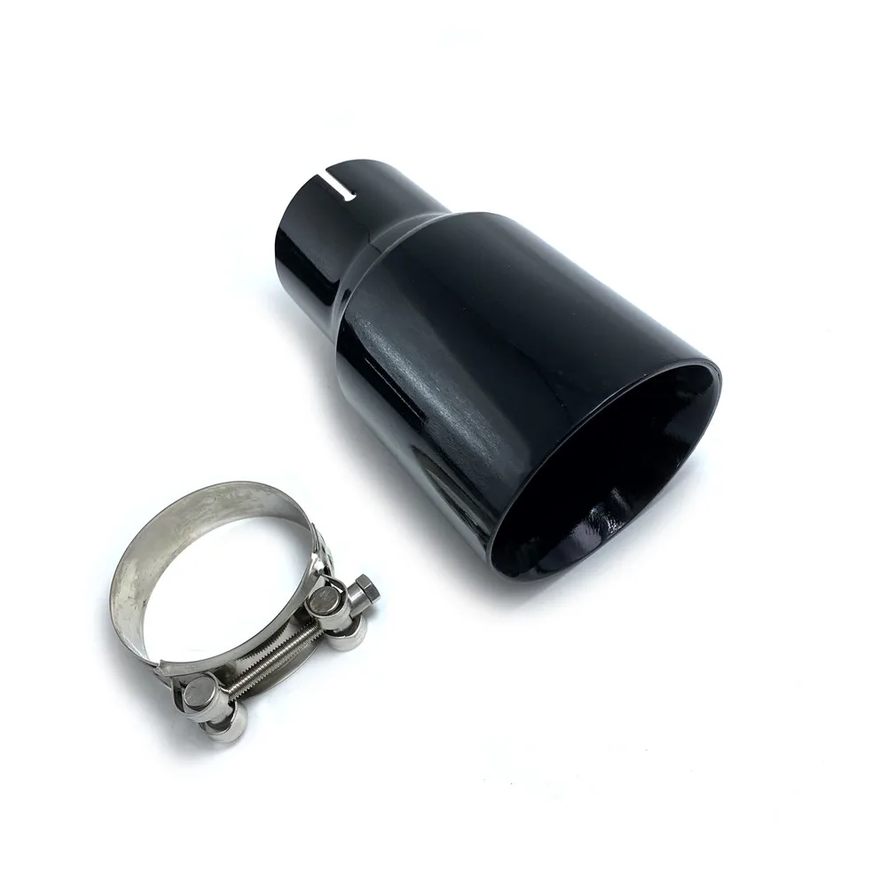 1 PC Car Modified Stainless Steel Glossy Black Exhaust Pipe Universal Bevel Edeg Shiny Muffler Tip For BMW Series Mazda VW Benz