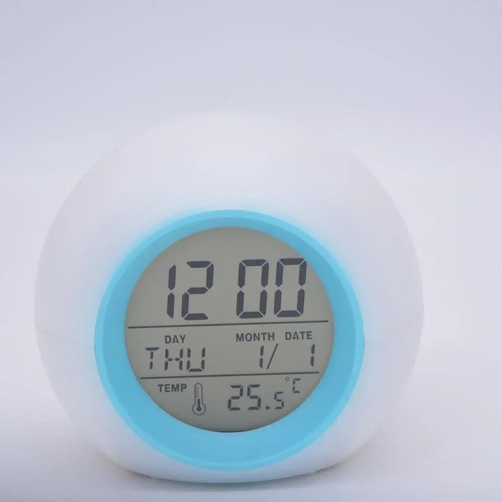 Blue TPFOCUS цифровой будильник креативный Сферический 7 освещение, меняющее цвет натуральный звук Будильник Ночная светодиодная подсветка Настольный - Цвет: Blue