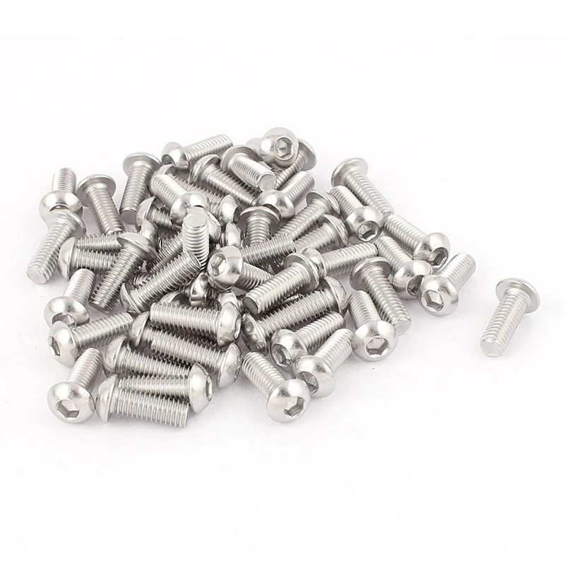 

M6x16mm Stainless Steel Hex Socket Button Head Screws 50 Pcs