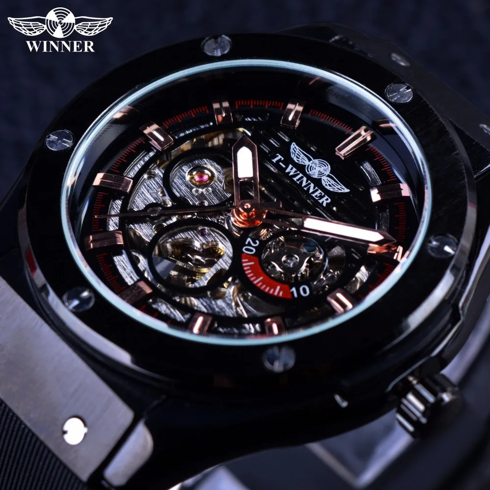 

Table Winner Fashion Casual Style Hollow out Large Dial Fully Automatic Analog Watch
