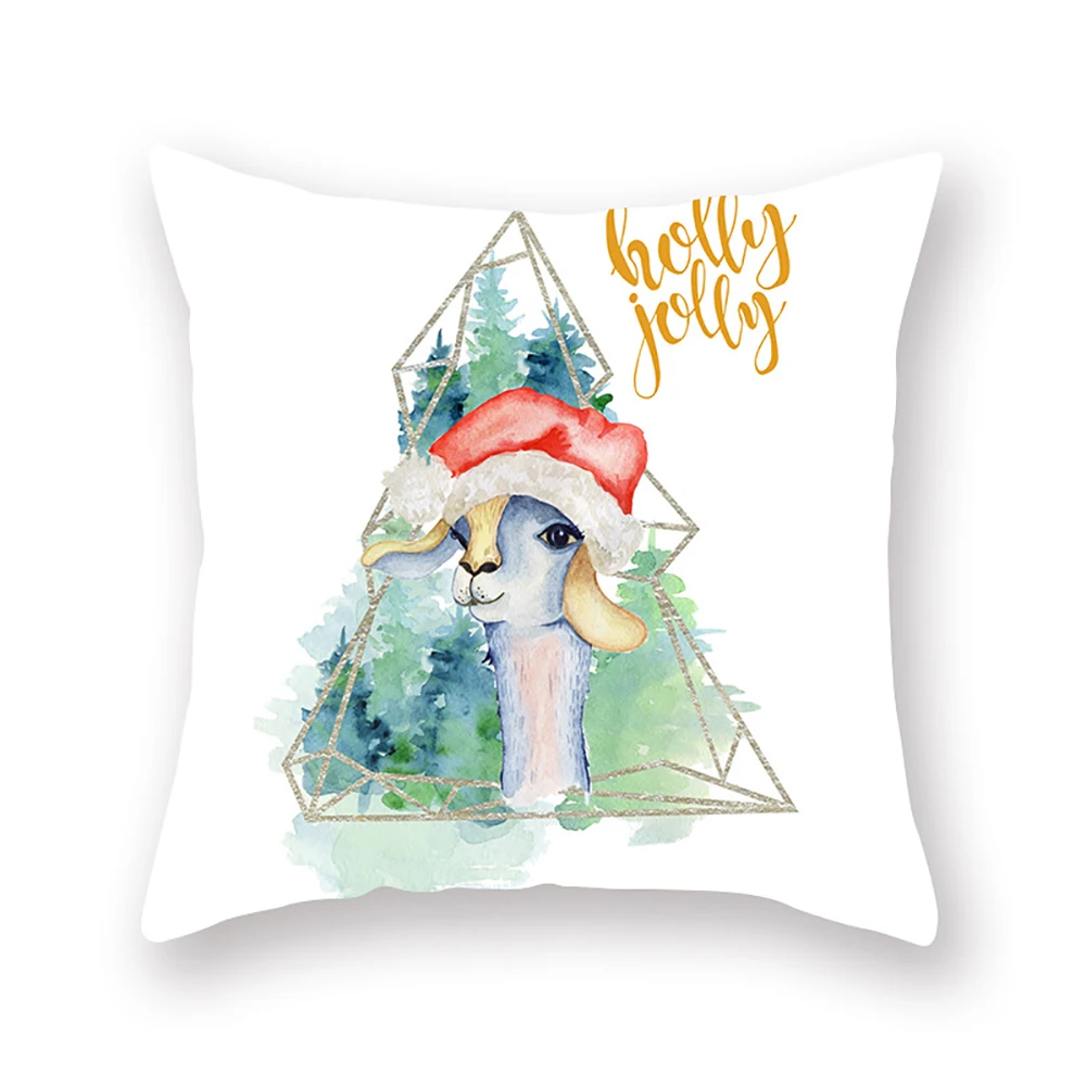 Lychee Elk Printed Cushion Cover Polyester Decorative Cushion Case Home Sofa Throw Pillowcase - Color: 9