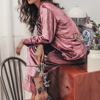 

Sleepwear Women Set Coral Fleece Pijamas Women Suit Long Flannel Thick Long Sleeve Winter Pyjama Femme Homewear Pajama For Woman