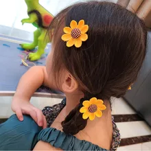 

2pcs sunflower hairpin baby hair ring hair accessories elastic rubber band hair band girl tie hair rubber band Hair accessories
