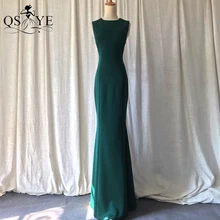 

Simple Green Prom Dresses Stretch Mermaid Evening Gown Long Decent Formal Party Gown Sleeveless Mother Emerald Evening Dress