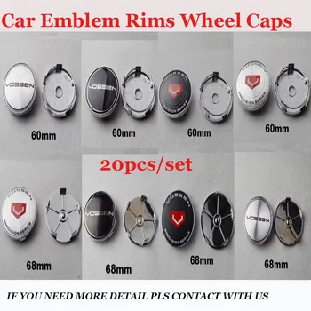 

20pcs/set 60mm 68mm Car Emblem Badge Rims Wheel Covers For Vossen vossen Logo label Car Wheel Hub Center cap Wheel Stickers Caps