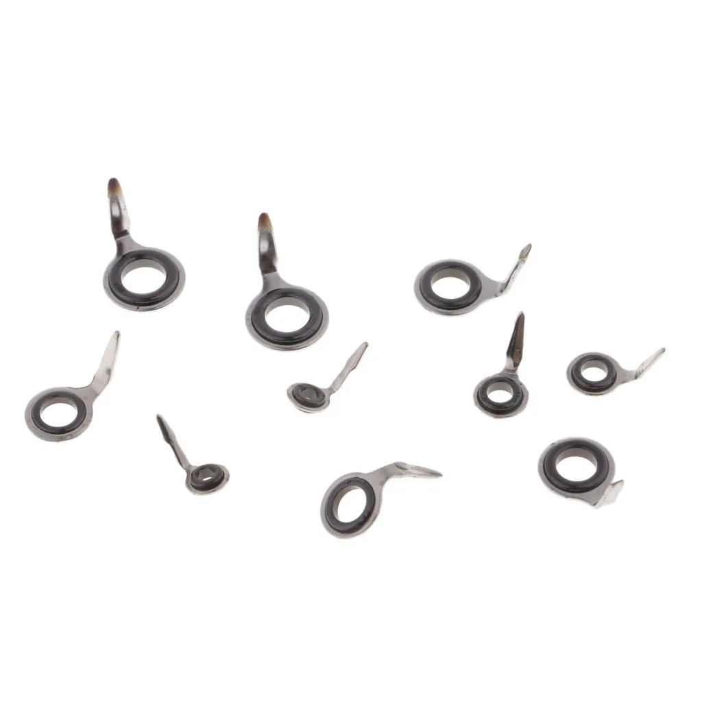 10pcs Spinning Rod Guides Repair Kit, Ceramic Eye Ring Tip Tops Rod Building