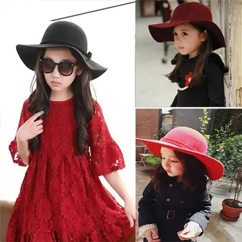 

Ladies Hat Adjustable Fashion 52cm Wool Travel Hats Children'S Cap Felt Hat