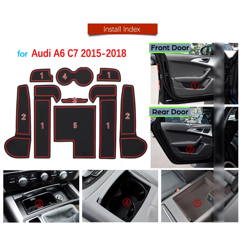 Противоскользящий резиновый коврик для подставки под ворота Audi A6 C7 2015 2016 2017 2018 4G