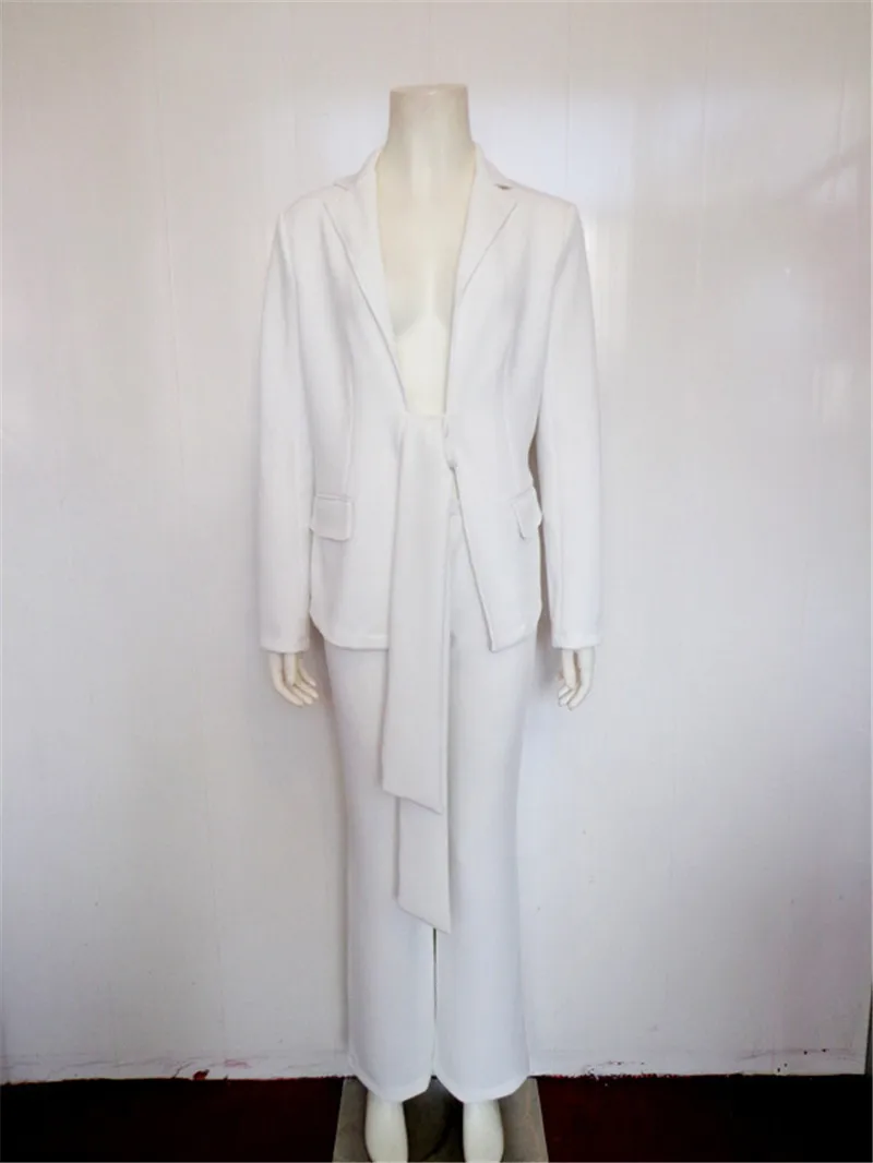 Women Two Piece Set Top And Pants Elegant Turn Down Collar Formal 2 Piece Set OL Pants Suits Sexy Two Piece Set Outfits