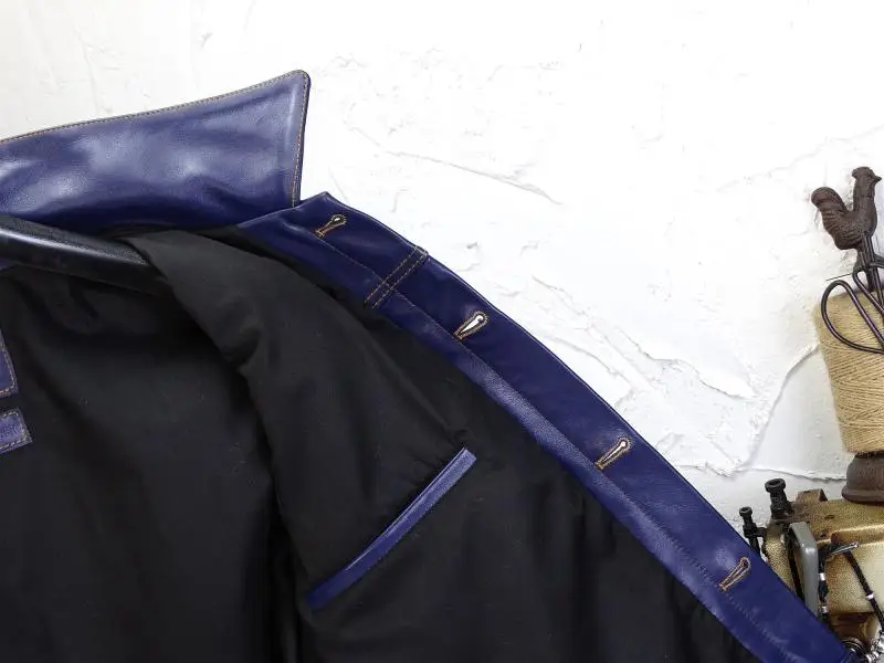 YR!. Запасная японская куртка из воловьей кожи с растительным дублением, Классический Повседневный стиль, мужская модная куртка из натуральной кожи цвета индиго
