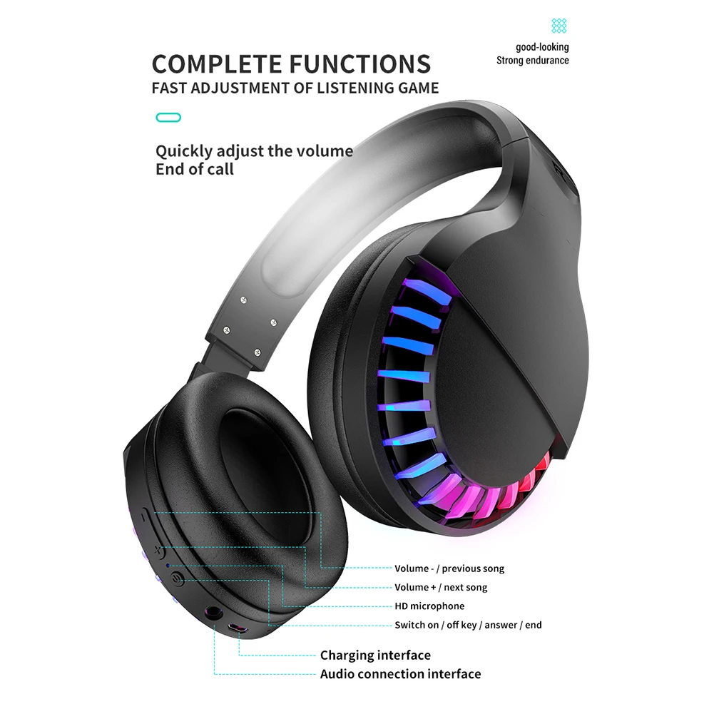 SH33 Bluetooth 3 5mm Jack Wired Wireless Dual Mode Gaming Headset RGB Music Sports Stereo Deep Bass Gamer Headphone With Mic