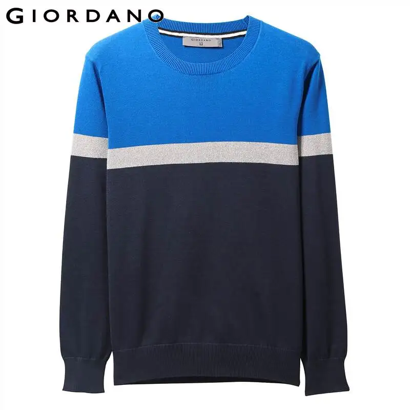 Giordano мужской джемпер с круглым вырезом под шею и длинными рукавами выполнен из натурального хлопка
