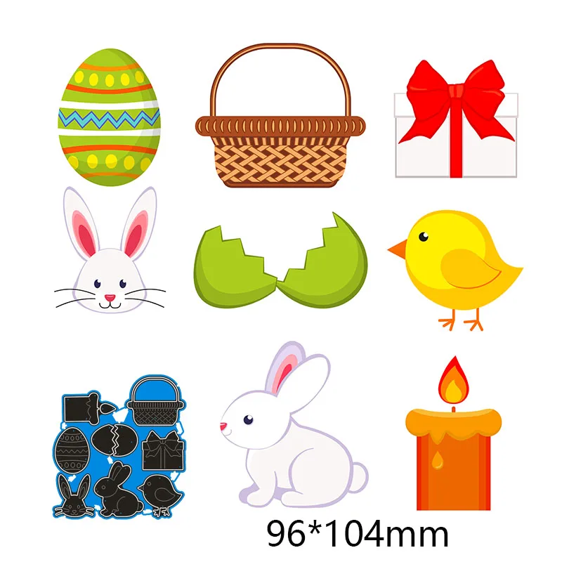 

Metal steel Cutting Dies Easter bunny, eggs DIY Scrapbooking Photo Album Embossing paper Cards 96*104mm