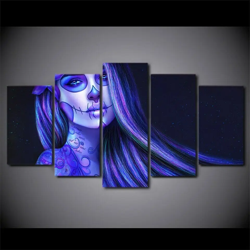 

Sugar skull day of dead face 5 Pcs Modern Home Wall Decor Canvas Picture Art HD Print Painting On Canvas for Living Room