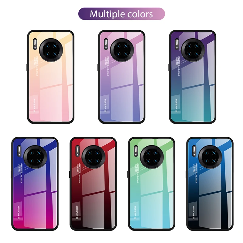 Gradient Tempered Glass Phone Case For Huawei Mate 30 Pro P20 P30 Nova 3i 4 5i On Honor 9X 8X 20 9 10 Lite Back Cover phone |