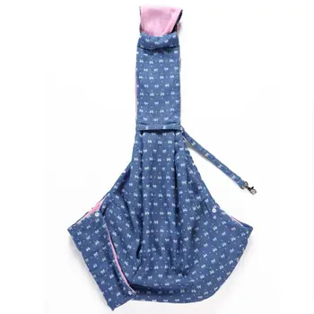

1 Pc Canvas Small Bow Print Side Pocket Double Circle Adjustment Pet Bag Floral Retro Style Pet Shoulder Bag 45x75cm