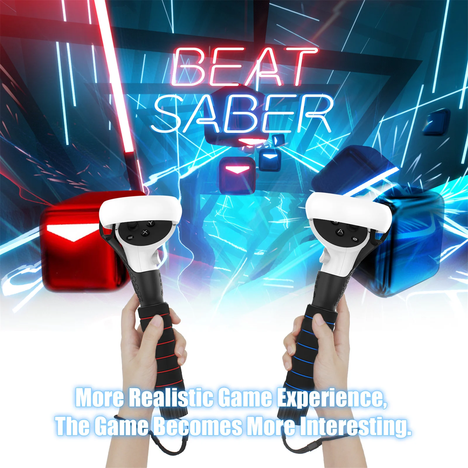 Long Stick Dual Expansion Handle Grips Kits For Oculus Quest 2 1 RiftS Touch Controllers Playing Beat Saber Games Non-slip Cover