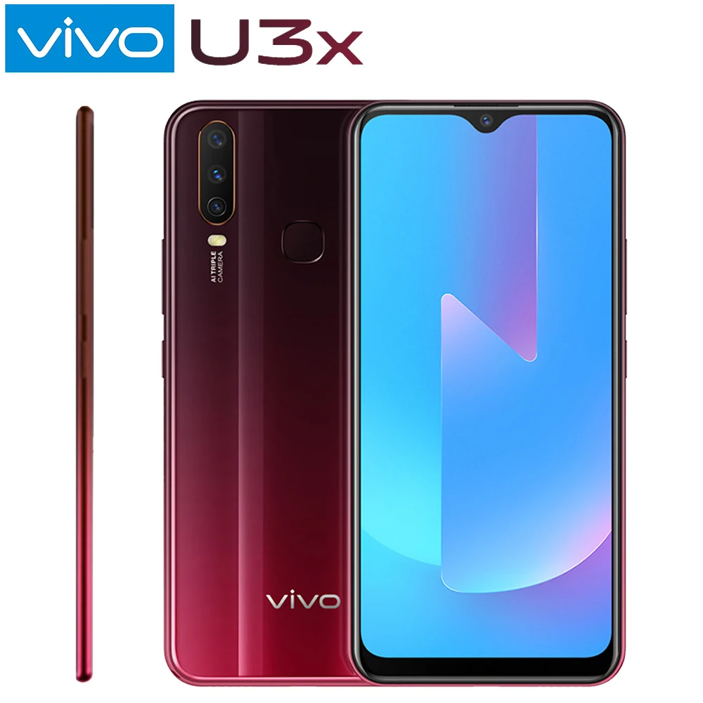 vivo U3x мобильный телефон Snapdragon665 6,3" экран 5000 мАч большая батарея 3 Гб 32 Гб 13,0 МП камера тройной мобильный телефон