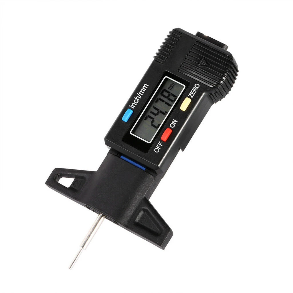silver JIUY Digital Car Tire Tread Depth Tester 0-25mm Tyre Tread Depth Gauge Meter Measurer Tool Caliper LCD Display Tire Measurement
