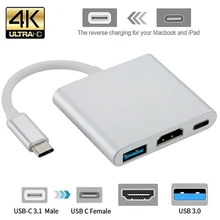 Usb tipo c hub para macbook adaptador conversor para hdmi-compatível 4k usb c doce com pd usb 3.0 hub thunderbolt