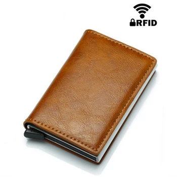 

Men Rfid Credit Card Holder Anti-theft Automatic Card Wallet Case Mini Leather Wallet Male Purse Business Cards Hold Tarjetero