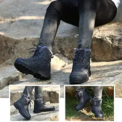 Новинка 2019 года; модные зимние сапоги; 1 пара; водонепроницаемые ботинки до середины икры для мужчин и женщин с плюшем; O66
