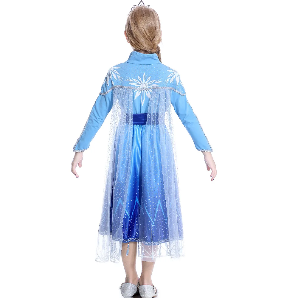 Рождественское 2 платье Эльзы для девочек-подростков; платье принцессы на День рождения; Карнавальный костюм для детей с изображением принцессы Эльзы детское принцесса платье ребенка замаскировать ткань