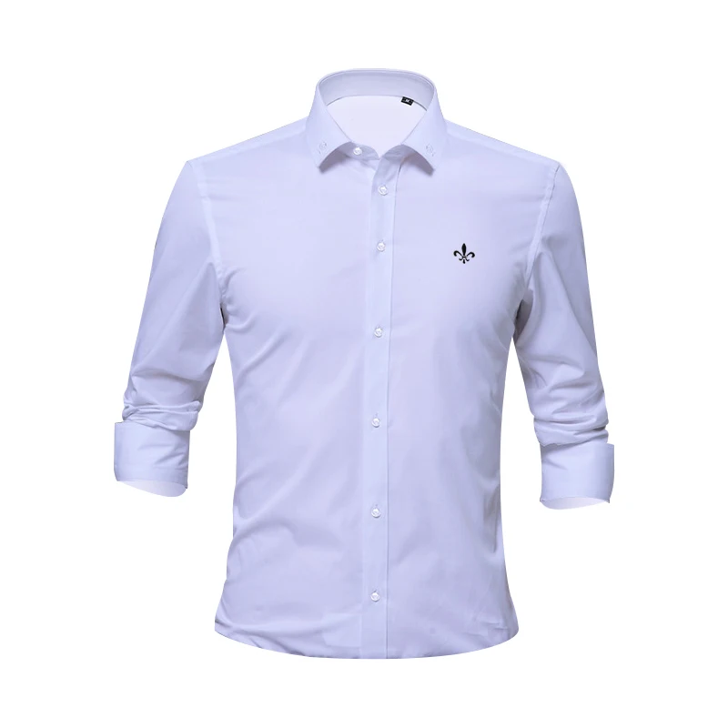 Вышивка мода Blusa Camisa Social Masculina Dudalina с длинным рукавом Slim Fit рубашка мужская одежда с цветочным принтом белый мужской - Цвет: DCZ1708-WHITE