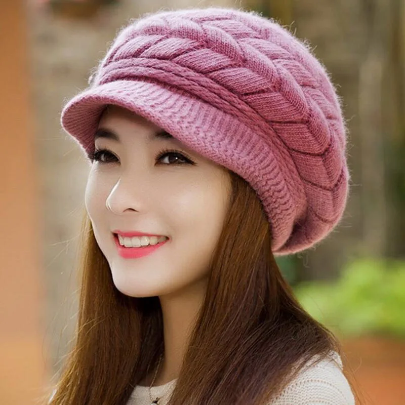 Вязаная шапка женские зимние шапки для женщин шапочки девочек Skullies Femme SnapBack