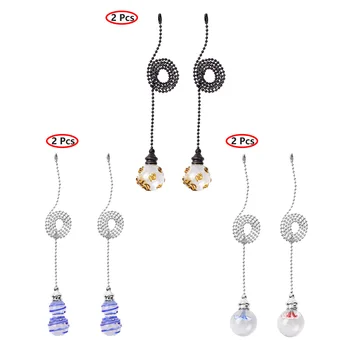 

2Pcs Ceiling Fan Pull Chains Crystal Glass Pull Chain for Ceiling Fan Light Decoration Home Wedding Decor Ornament Pendant