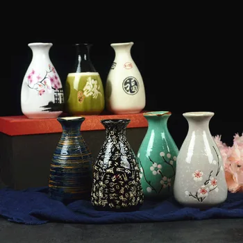 

Japanese liquor sake pot retro ceramics warm liquor pot distributor household small white wine bottle Chinese barware sakura