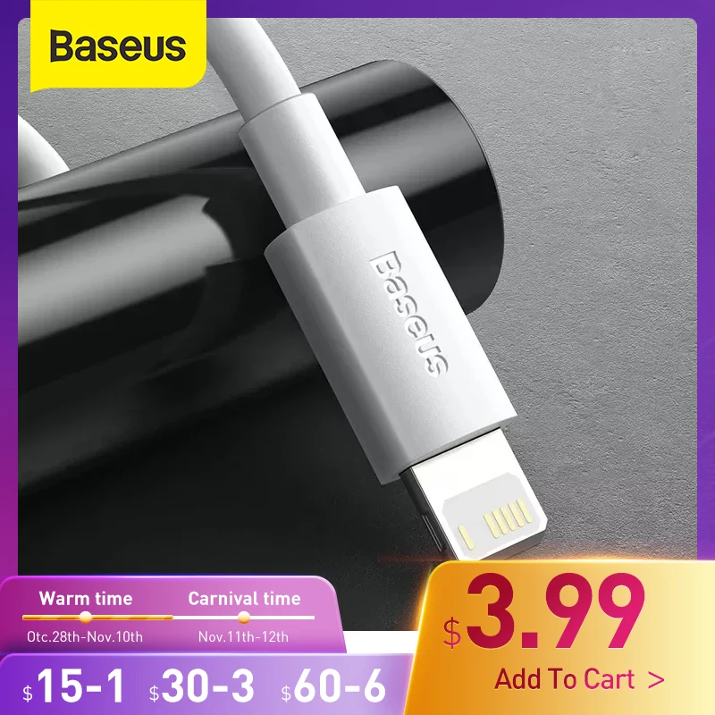 Baseus USB кабель для iPhone 11 Pro 8 XR 2.4A Быстрая зарядка синхронизации данных зарядного