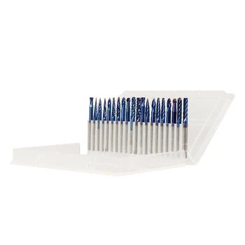 

20Pcs Shank Blue Coated Cnc End Mills Carbide Milling Cutter Cnc Router Bit For Milling Machine Pcb Engraving