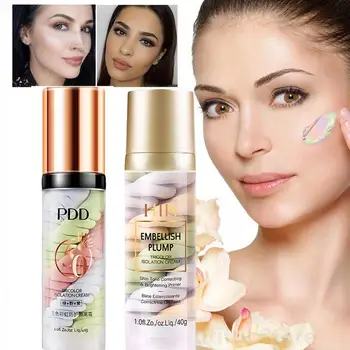 

Rainbow Tricolor Make-Up Base Make Pre-Milk Base Concealer Cream Invisible Pores Brighten Face