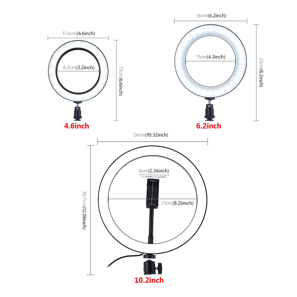 PULUZ 4," 6,2" 1" Диммируемый светодиодный кольцевой светильник для селфи-камеры, светильник для фотостудии, кольцевой светильник, светильник для фотосъемки, светильник для макияжа на YouTube
