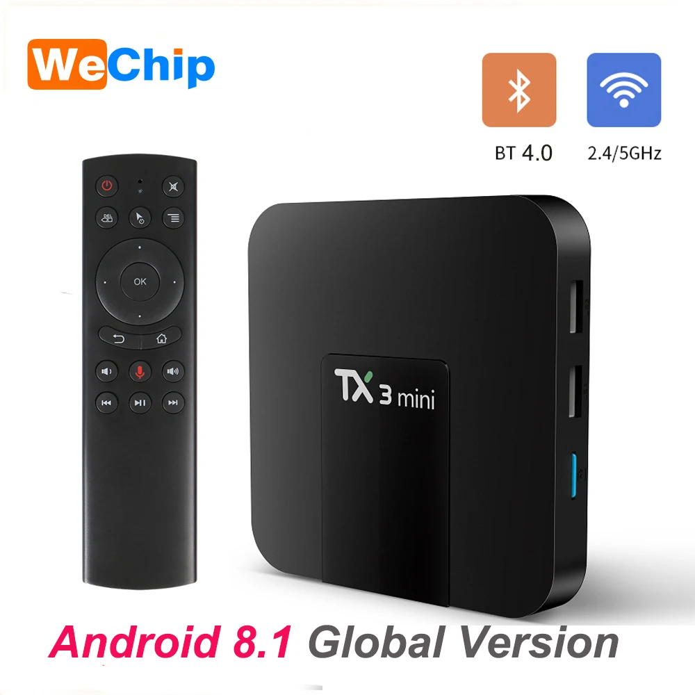 Wechip TX3 mini Smart TV BOX 2 ГБ/16 ГБ Tx3mini android 8 1 Amlogic S905W 4G &amp 5G Wifi Bluetooth версия Youtube HD |