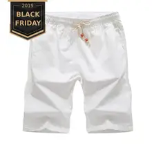 Летние модные однотонные хлопковые шорты, свободные мужские повседневные шорты черного и белого цвета с завязками на талии, мужские шорты-бермуды размера плюс 5XL