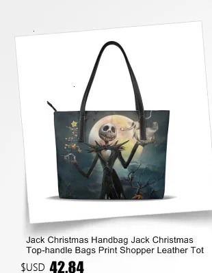 Рождественская сумка Jack, рождественские сумки с верхней ручкой, кожаная сумка-тоут с принтом, женские сумки с принтом
